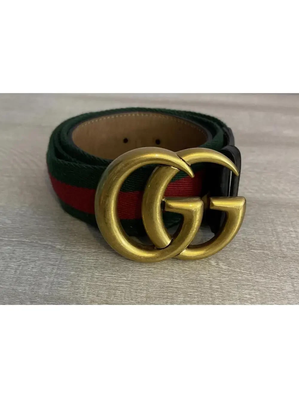 Gucci Green & Red Striped #409416 HE21T 105•42 #480199 Double G Web Belt! MZZ8